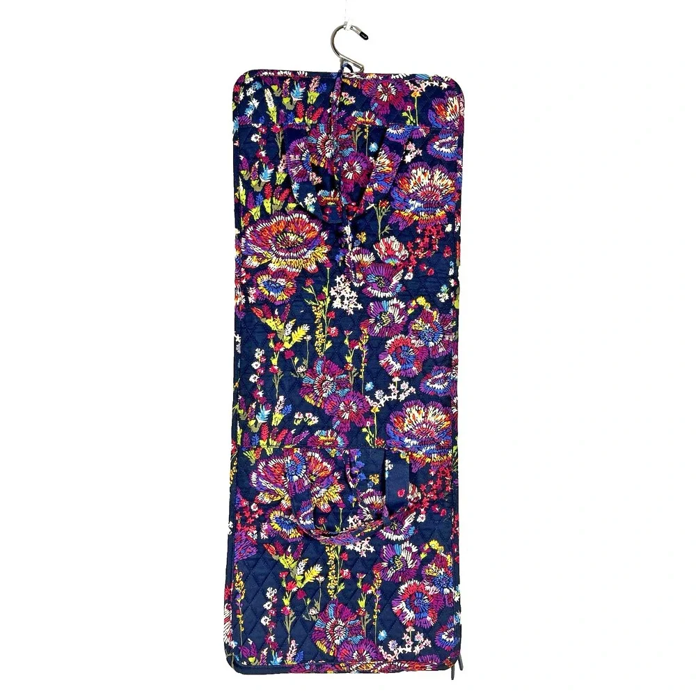 Vera Bradley Hanging Cosmetic Organizer Midnight Wildflowers‎ Quilted Cotton